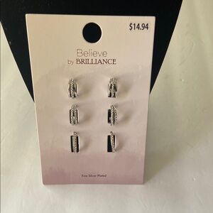 Silver Plated Hoop Earrings Set